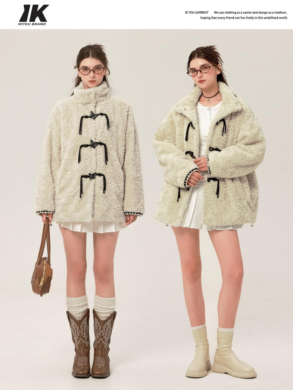ikyou Thick Insulated Minimalist Commuter Straight Fit Stand Collar Apricot Short Coat