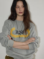 Lofi choose 100% Cotton Relaxed Crewneck Long Sleeve Women Commuter Gray Sweatshirt