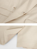 audreyyang Oversized Wool Single Button Notch Lapel Long Sleeve Women Cream Black Blazers