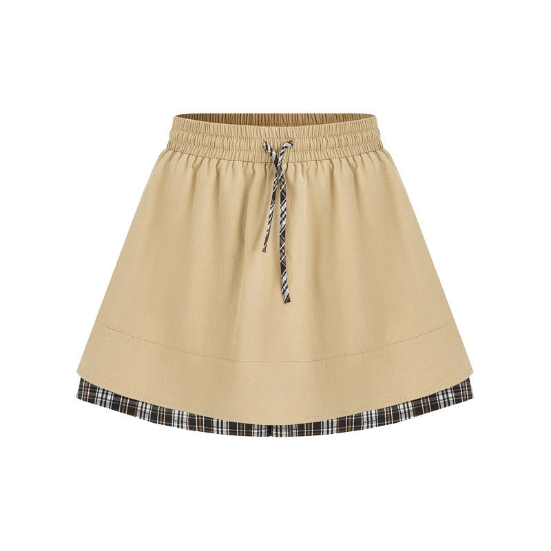fano_Khaki_Drawstring_A_Line_Mid_Waist_Casual_Cotton_Blend_Women_Mini_Skirts_MISSTT