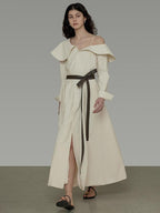 unspoken Comfortable Cotton Blend High Waist Asymmetrical Shirt Dress Office Maxi Dresses