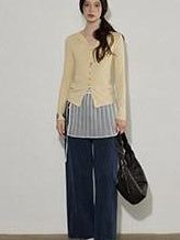 Lofi choose High Waist Washed Cotton Loose Office Women Waterwash Blue Wide Leg Jeans