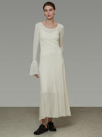 unspoken Breathable Comfortable Commuter Cutout Waist Bell Sleeve Maxi Dresses