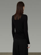 unspoken Modal Blend Colorblock Slim Fit Round Neck Pullover Women Knitwear Sweaters