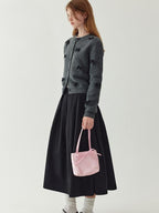fano Minimal Commuter Cropped Crewneck Long Sleeve Women Polyester Cardigans