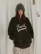 Lofi choose 100 Percent Cotton Loose Fit Henley Neck Workwear Long Sleeve Sweatshirt