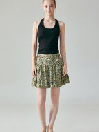 fano Lined Printed Bubble Silhouette Polyester Loose Korean Commuter Mini Skirts