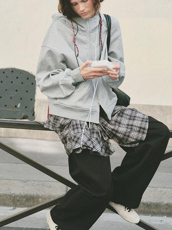 fano Two Piece Zip Up Oversized Long Sleeve Women Midweight Heather Grey Hoodie
