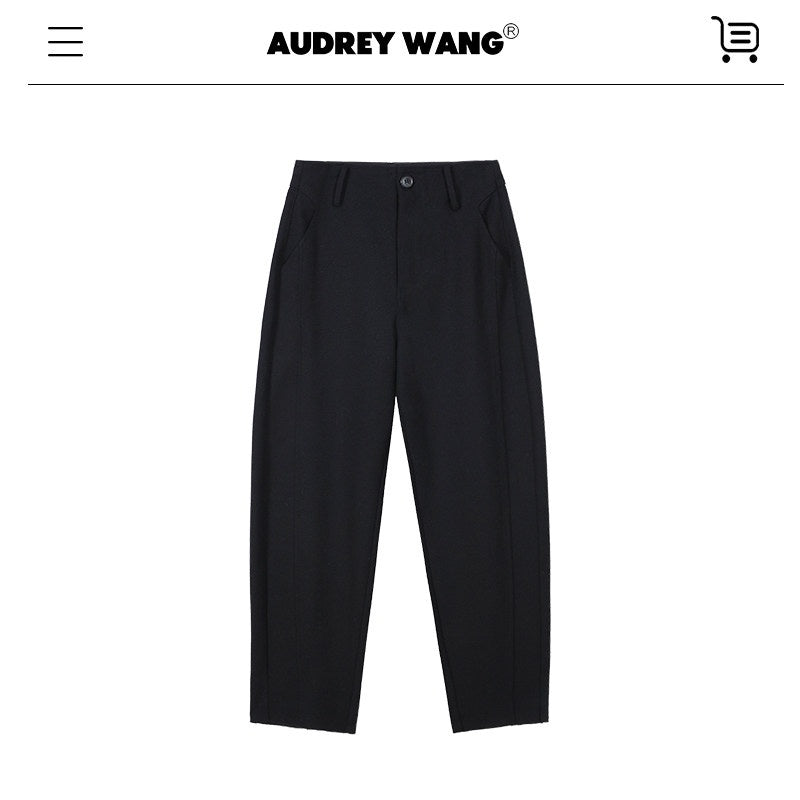 audreyyang_Soft_Poly_Viscose_Drape_Casual_Natural_Waist_Zip_Fly_Women_Black_Wide_Leg_Pants_MISSTT