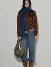 Lofi choose Soft Midweight British Argyle Contrast Button Women Knitwear Cardigans