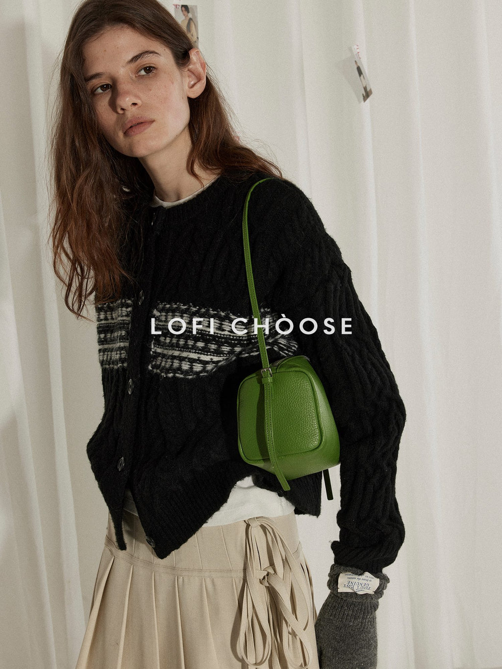 Lofi choose Soft Wool Blend Minimalist Buttoned Round Neck Long Sleeve Women Black Cardigans