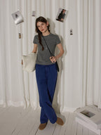 Lofi choose High Waist Distressed Vintage Blue Relaxed Cotton Zip Fly Womens Wide Leg Jeans