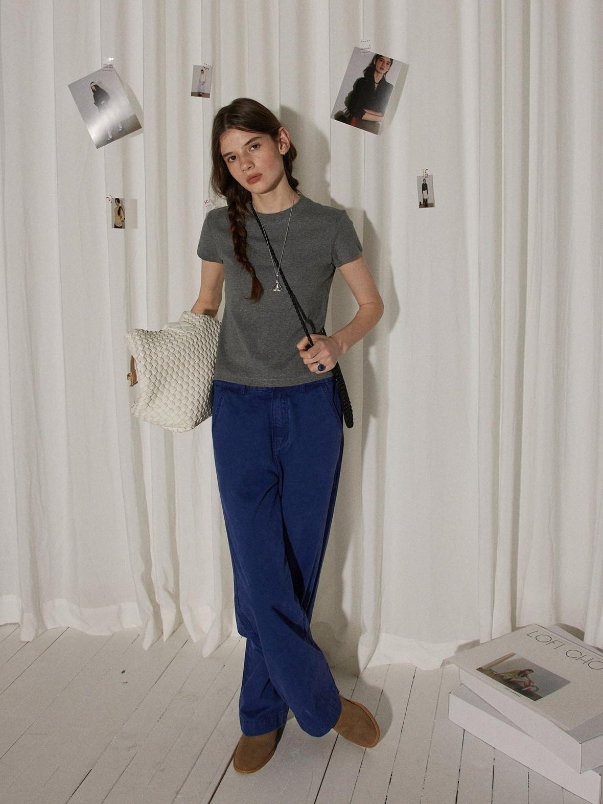 Lofi choose High Waist Distressed Vintage Blue Relaxed Cotton Zip Fly Womens Wide Leg Jeans