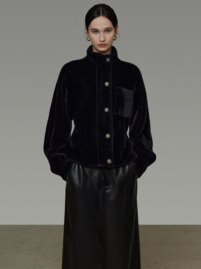 unspoken High Waist Textured H Line Straight Minimalist Workwear Black Midi Skirts