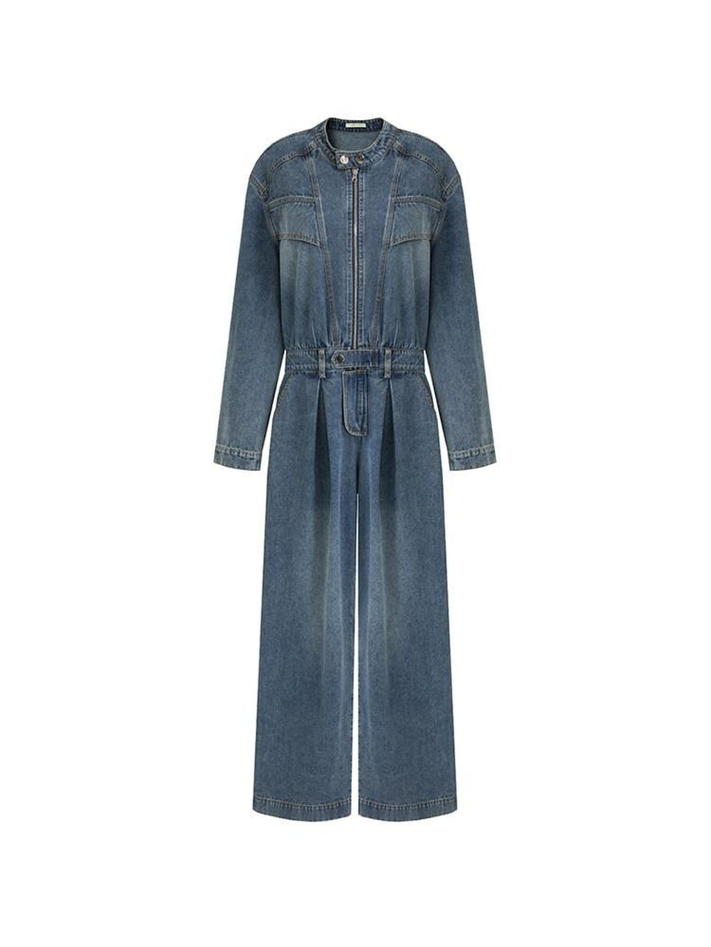 unspoken High Waisted Wide Leg Cotton Blend Office Commuter Blue Top & Pants Sets