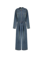 unspoken High Waisted Wide Leg Cotton Blend Office Commuter Blue Top & Pants Sets