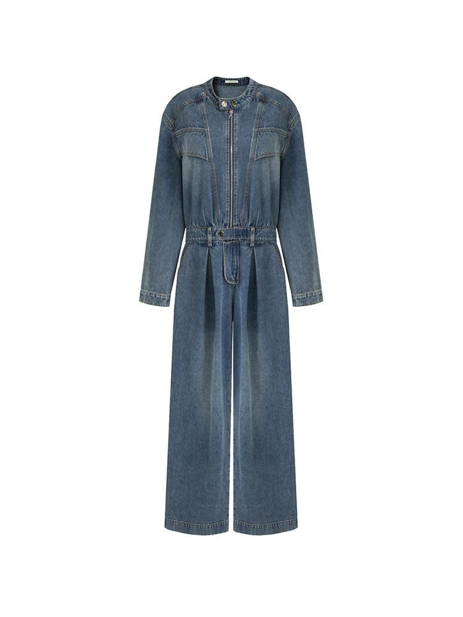 unspoken High Waisted Wide Leg Cotton Blend Office Commuter Blue Top & Pants Sets