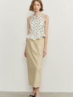 someone sometimes Ruffle Original Slim Fit Melon Halter Cotton Mix Top & Skirt Sets