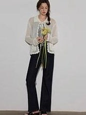 Lofi choose Silk Blend V-neck Oversized Pullover Simple Women Solid Knit Sweaters