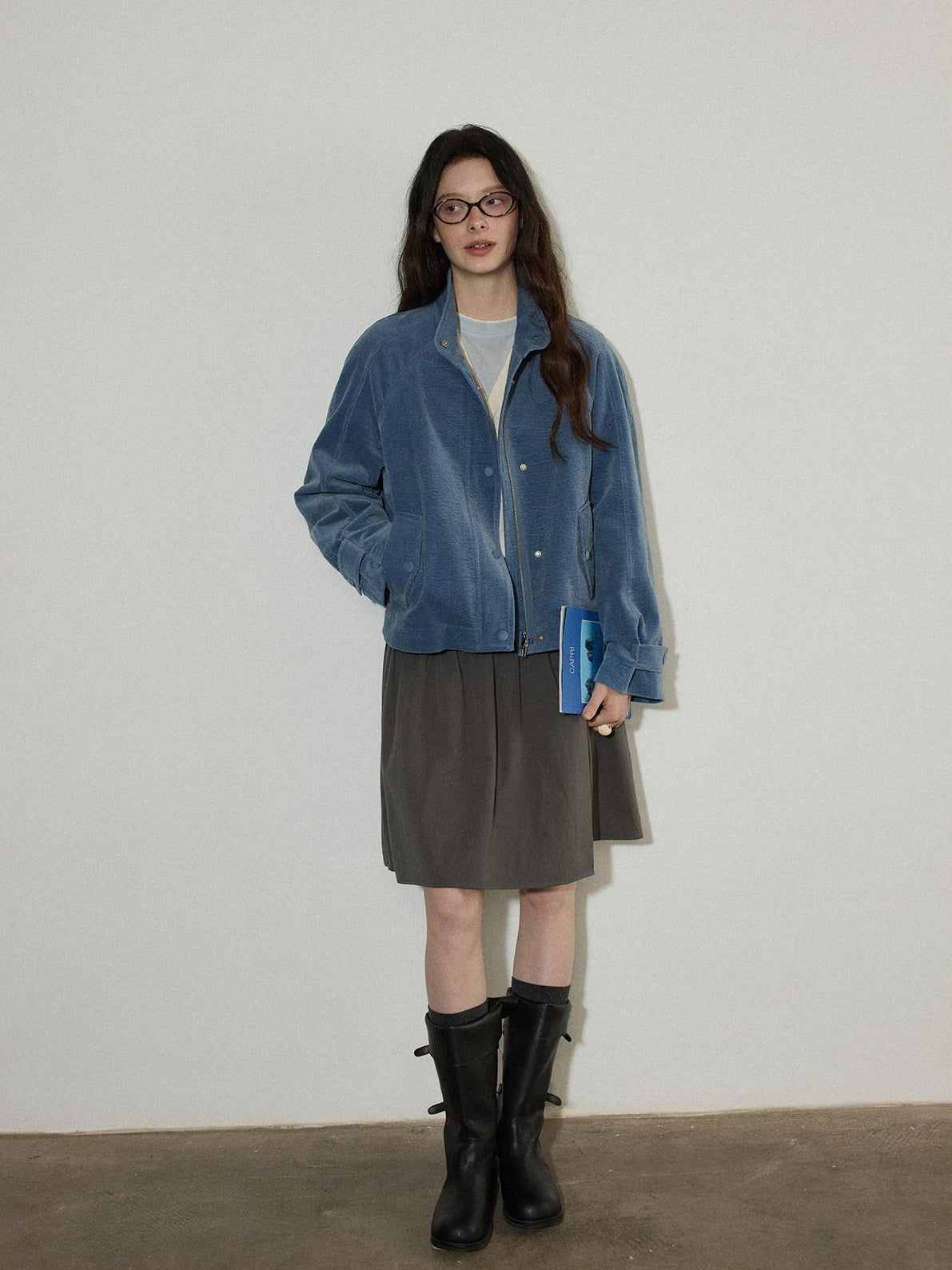 Lofi choose High Waist Ruffle A Line Pleated Cotton Commuter Skirt For Women Midi Skirts