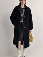 fano Soft Wool Blend Straight Cut Stand Collar Pockets Commuter Midlength Wool Coats