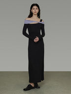 unspoken Tencel High Waist Asymmetrical Off Shoulder A Line Knit Women Maxi Dresses