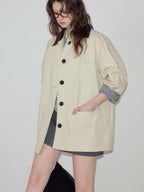 fano Cotton Lined Single Breasted Korean Commuter Short Women Beige Trench Coats