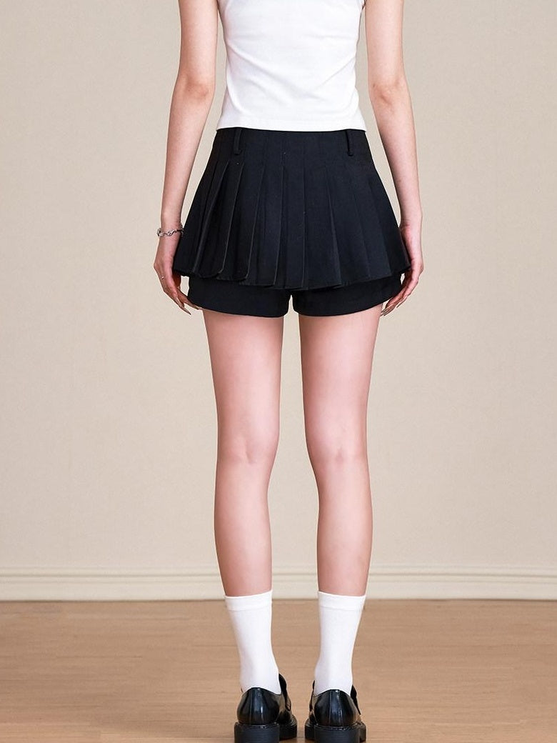 ikyou Shape Retaining Embroidered Pleated A Line Mid Waist Casual Women Mini Skirts