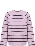 fano Soft Wool Blend Striped Cardigan Loose Fit Commuter Women Pink Knitted Sweaters