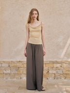 someonesometimes Pleated Zipper Slim Fit Chic Minimalist Women Recycled Fabric Camisoles