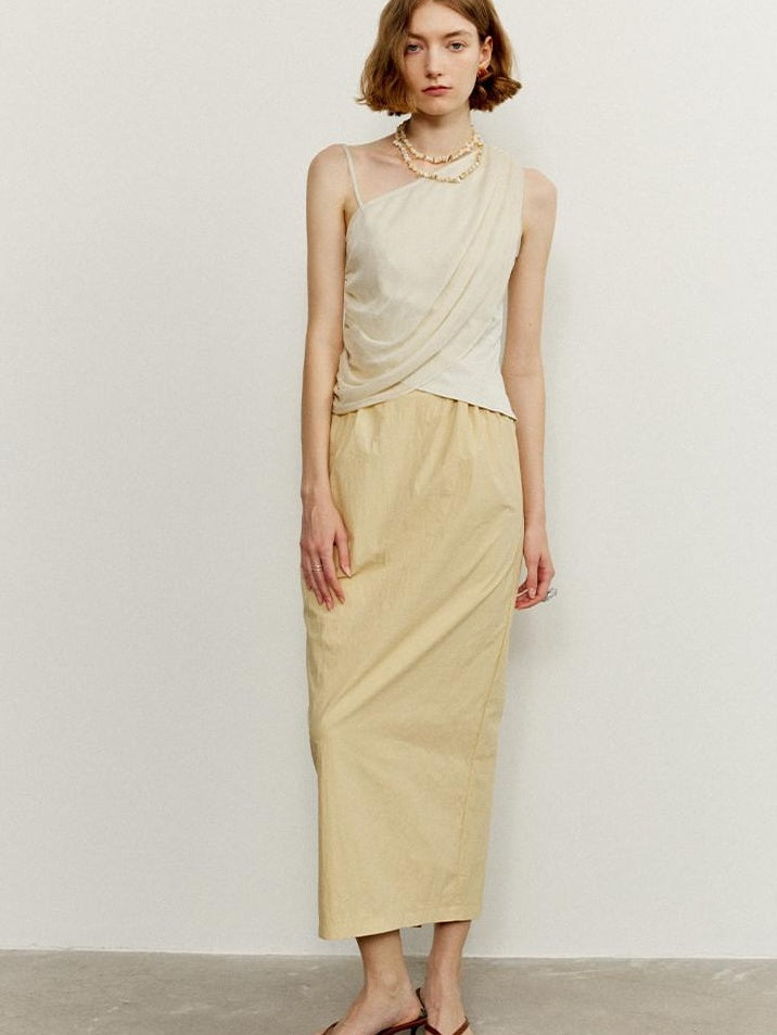 someone sometimes Ruffle Original Slim Fit Melon Halter Cotton Mix Top & Skirt Sets