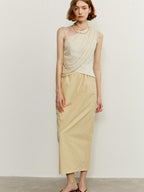 someone sometimes Ruffle Original Slim Fit Melon Halter Cotton Mix Top & Skirt Sets