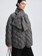 audreyyang 90 Percent Duck Down Warm Mid Length Diamond Quilt Wool Loose Women Down Jackets