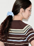 fano Blue Stripe French Style For Women Cute Printed Scrunchie Hair Accessories