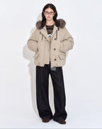 fano 90 White Duck Down Warm Commuter Straight Fit Patchwork Khaki Women Down Jackets