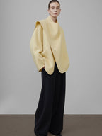 unspoken Minimal Commuter Short Straight Fit Women Cream Yellow S M Wool Coats
