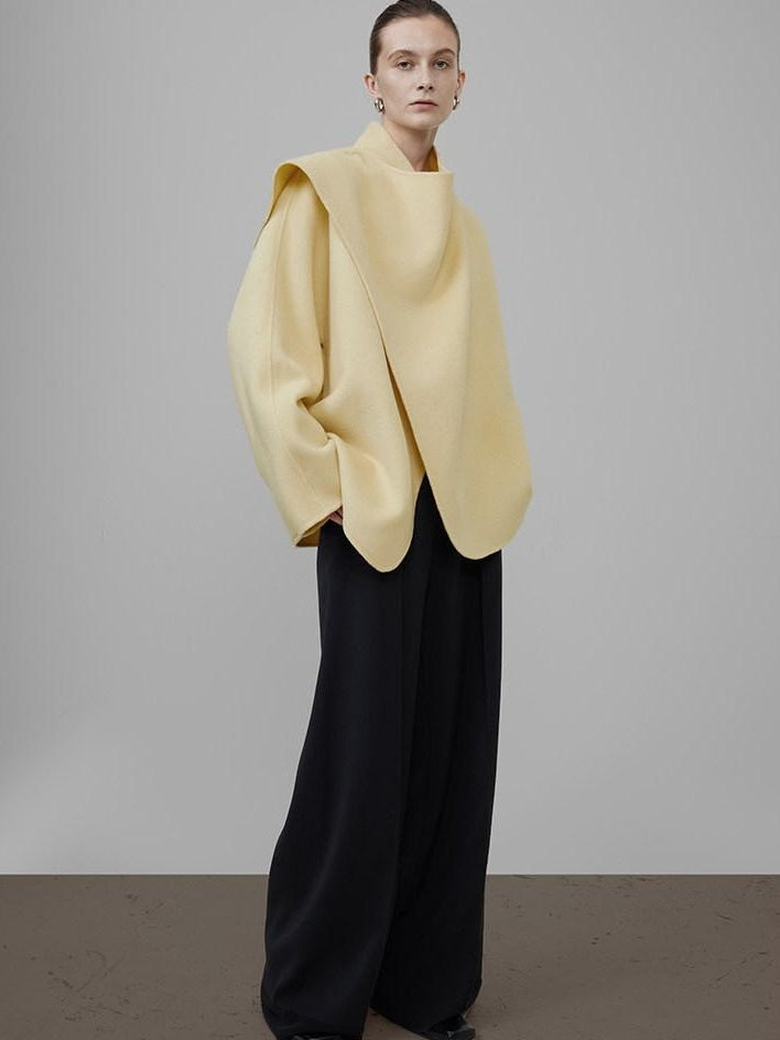 unspoken Minimal Commuter Short Straight Fit Women Cream Yellow S M Wool Coats