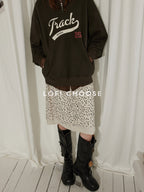 Lofi choose High Waist Casual Patchwork A Line Printed Polyester Office Midi Skirts