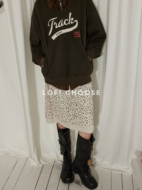 Lofi choose High Waist Casual Patchwork A Line Printed Polyester Office Midi Skirts