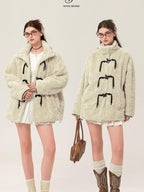 ikyou Thick Insulated Minimalist Commuter Straight Fit Stand Collar Apricot Short Coat