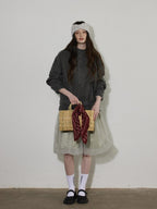 Lofi choose Breathable Drawstring Oversized Commuter Women Button Mud Gray Denim Jackets