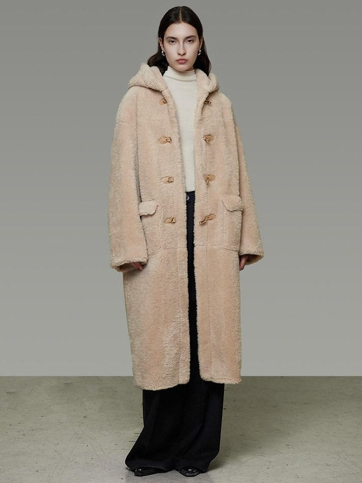 unspoken Warm Hooded Loose Mid Length Pocketed Commuter Women Light Camel Long Coats