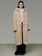 unspoken Warm Hooded Loose Mid Length Pocketed Commuter Women Light Camel Long Coats