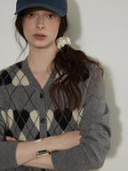 Lofi choose Acrylic Blend Colorblock Relaxed Fit Office Women Heart Buttoned Gray Cardigans