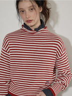 Lofi choose Acrylic Cotton Soft Striped Loose Fit Pullover Commuter Style Women Sweaters