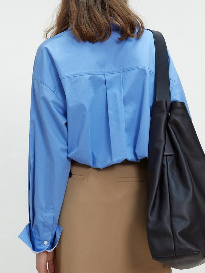 fano Skin Friendly Breathable Cotton Minimalist Loose Fit Women Button Solid Shirts