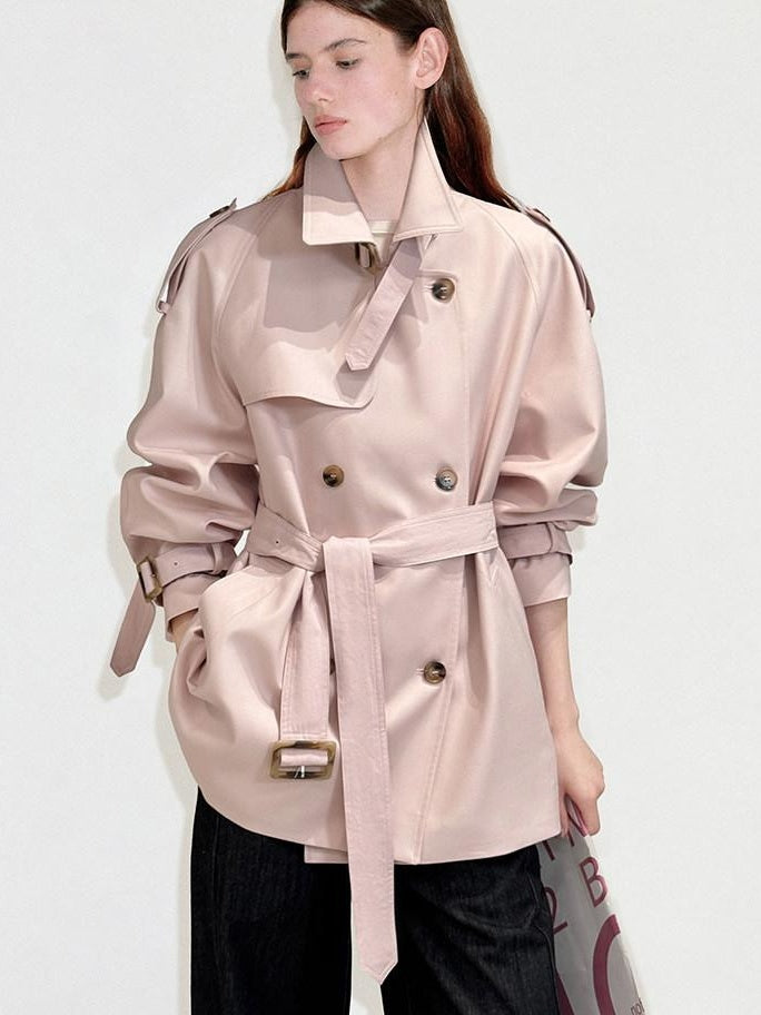 fano Double Breasted Mid Length Loose Fit Korean Commuter Women Classic Trench Coats