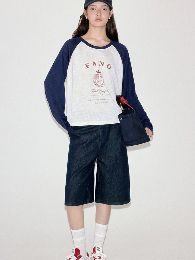 fano Moisture Wicking Cross Print Korean Loose Raglan Lyocell Long Sleeve T-Shirts