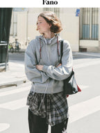 fano Two Piece Zip Up Oversized Long Sleeve Women Midweight Heather Grey Hoodie