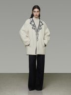 unspoken 3D Tailored Clean Minimalist Loose Fit Women Office White Polyester Short Coat